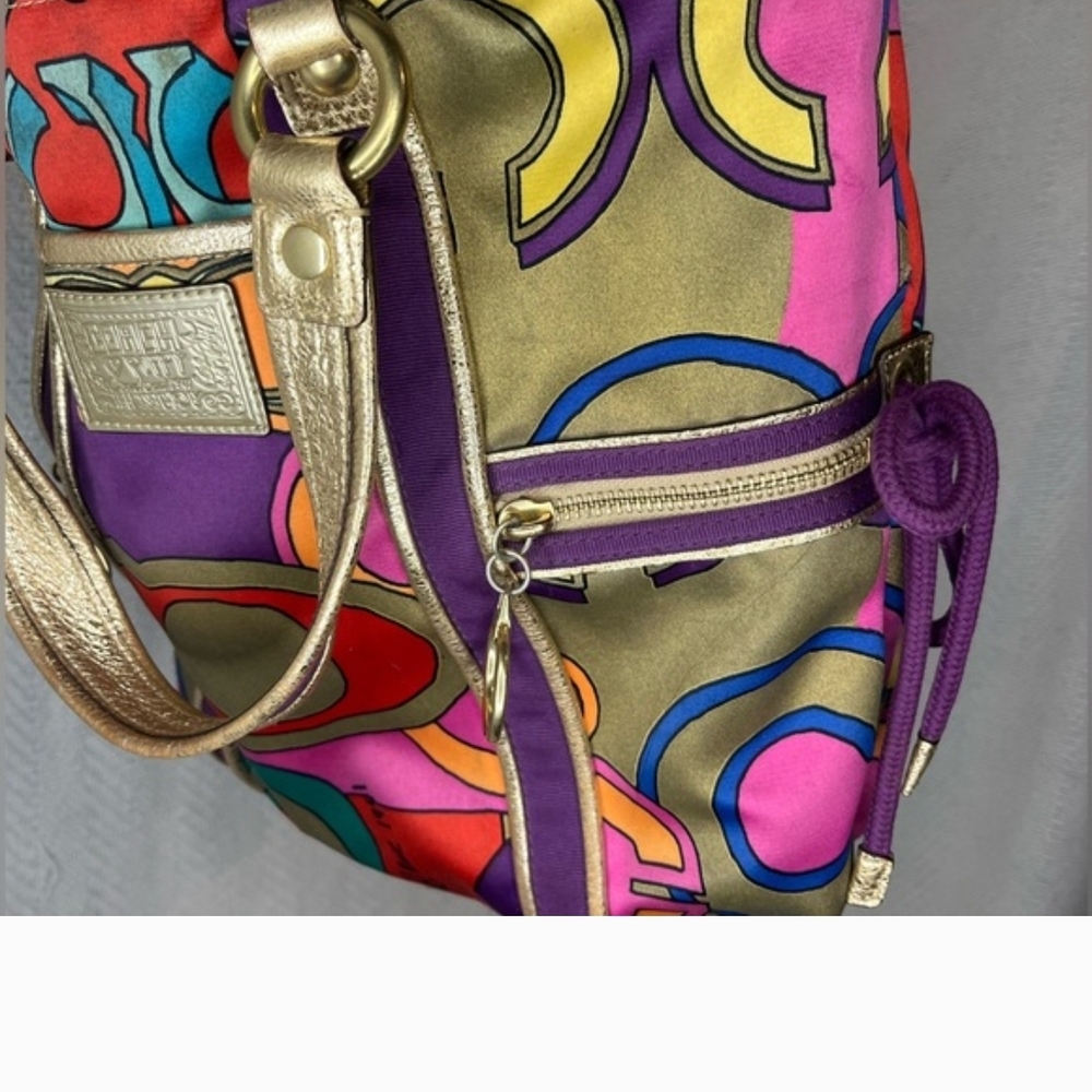 *RARE* Coach Poppy Multicolor Signaturn "Pop C" Tote Bag ***NEW hang tag bought - Picture 11 of 11